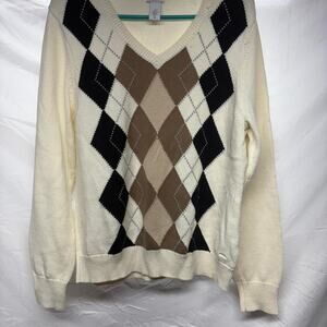 Izod Cream brown argyle sweater